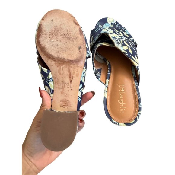 MCLAUGHLIN Blue White Floral Sandals Heels 7 - Picture 4 of 6